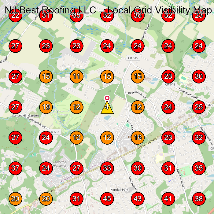 NJ Best Roofing LLC GeoGrid visibility map for Roofing Contractor in Clifton